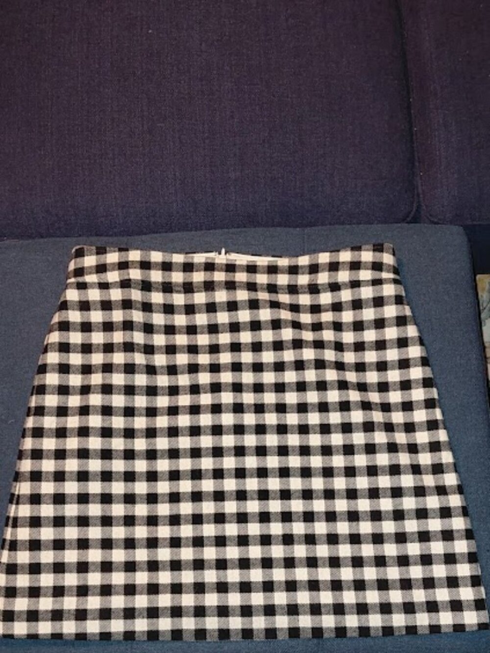 J. Crew Wool Blend Black & White Checkered A-Line Mini - Skirt Size 14